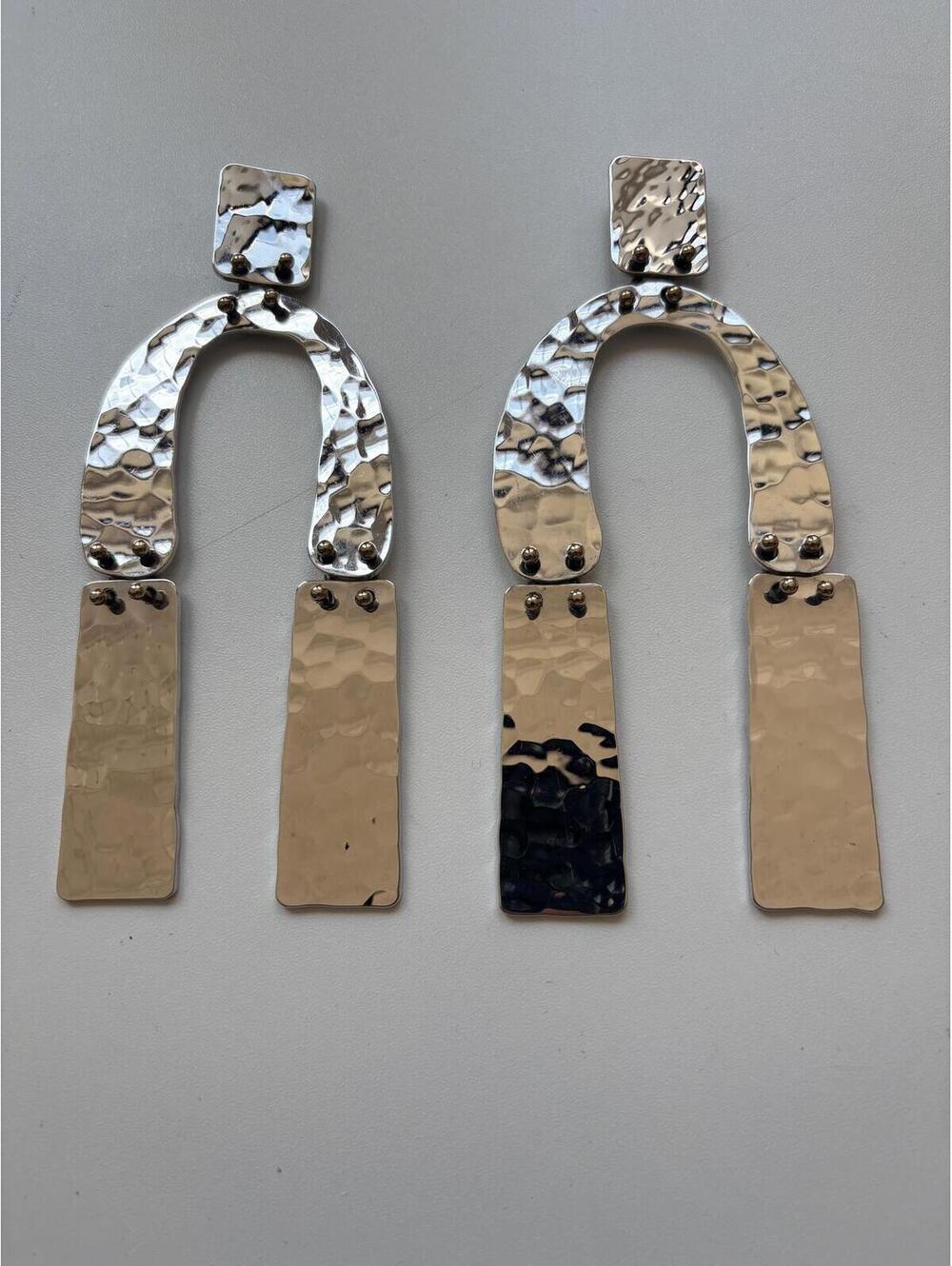 Proenza Schouler Hammered Silver Clip-On Large Statement Earrings